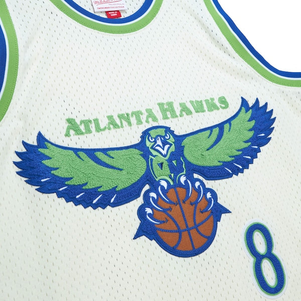 Steve Smith Atlanta Hawks Chainstitch Swingman Jersey - Cream - Image 2