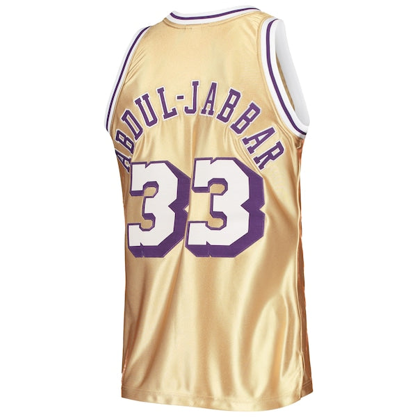 Kareem Abdul-Jabbar Los Angeles Lakers 75th Anniversary 1983/84 Hardwood Classics Swingman Jersey - Gold - Image 3
