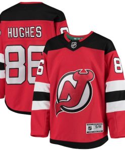 Alternative view of Jack Hughes New Jersey Devils Youth Home Premier Player Jersey - Red/Black