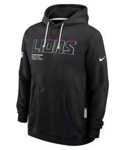 Alternative view of Detroit Lions Nike Tall 2025 NFL Crucial Catch Sideline Standard Issue Dri-FIT Hoodie - Black