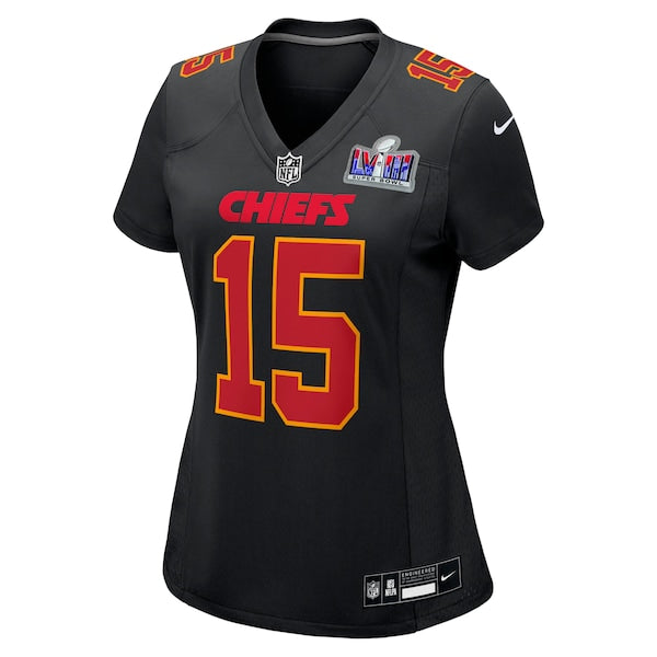 Patrick Mahomes Kansas City Chiefs Nike Women's Super Bowl LVIII Carbon Fashion Game Player Jersey - Black - Image 2