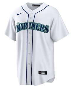 Alternative view of Men's Seattle Mariners Eugenio Su¨¢rez Nike White Home Replica Player Jersey