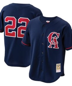 Bo Jackson California Angels Cooperstown Collection Mesh Batting Practice Button-Up Jersey - Navy