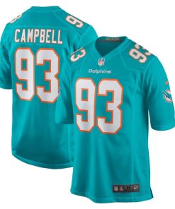 Alternative view of Calais Campbell Miami Dolphins Nike  Game Jersey -  Aqua