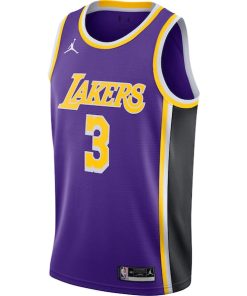 Alternative view of Anthony Davis Los Angeles Lakers Jordan Brand 2020/21 Swingman Jersey - Statement Edition - Purple