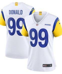 Alternative view of Aaron Donald Los Angeles Rams Nike Women's Player Jersey - White/Royal