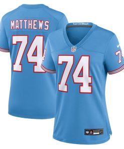 Bruce Matthews Tennessee Titans Nike Women's Oilers Throwback Retired Player Game Jersey - Light Blue/Navy