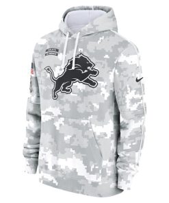 Alternative view of Detroit Lions Nike 2024 Salute to Service Club Fleece Pullover Hoodie - Arctic Camo