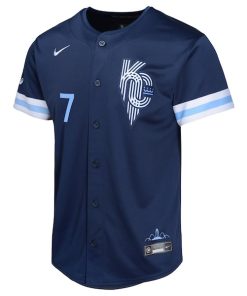 Alternative view of Bobby Witt Jr. Kansas City Royals Nike Youth City Connect Limited Player Jersey - Navy