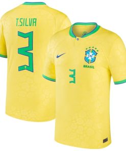 Thiago Silva Brazil National Team Nike 2022/23 Replica Home Jersey - Yellow