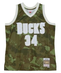 Alternative view of Ray Allen Milwaukee Bucks Hardwood Classics 2000/01 Ghost Green Swingman Jersey - Camo