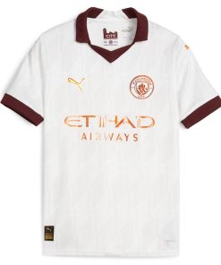 Alternative view of Jack Grealish Manchester City Puma Youth 2023/24 Away Replica Jersey - White
