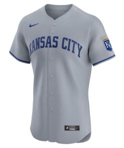 Alternative view of Kansas City Royals Nike Road Vapor Premier Elite Patch Jersey - Gray