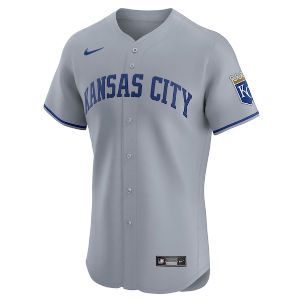 Kansas City Royals Nike Road Vapor Premier Elite Patch Jersey - Gray - Image 2