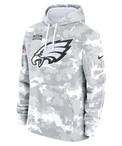 Alternative view of Philadelphia Eagles Nike 2024 Salute to Service Club Fleece Pullover Hoodie - Arctic Camo