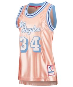 Alternative view of Shaquille O'Neal Los Angeles Lakers Women's 75th Anniversary Rose Gold 1996 Swingman Jersey - Pink