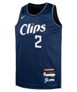 Alternative view of Kawhi Leonard LA Clippers Nike Youth  Swingman Replica Jersey - City Edition - Navy