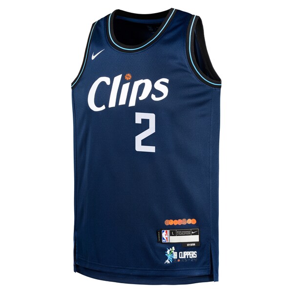 Kawhi Leonard LA Clippers Nike Youth Swingman Replica Jersey - City Edition - Navy - Image 2