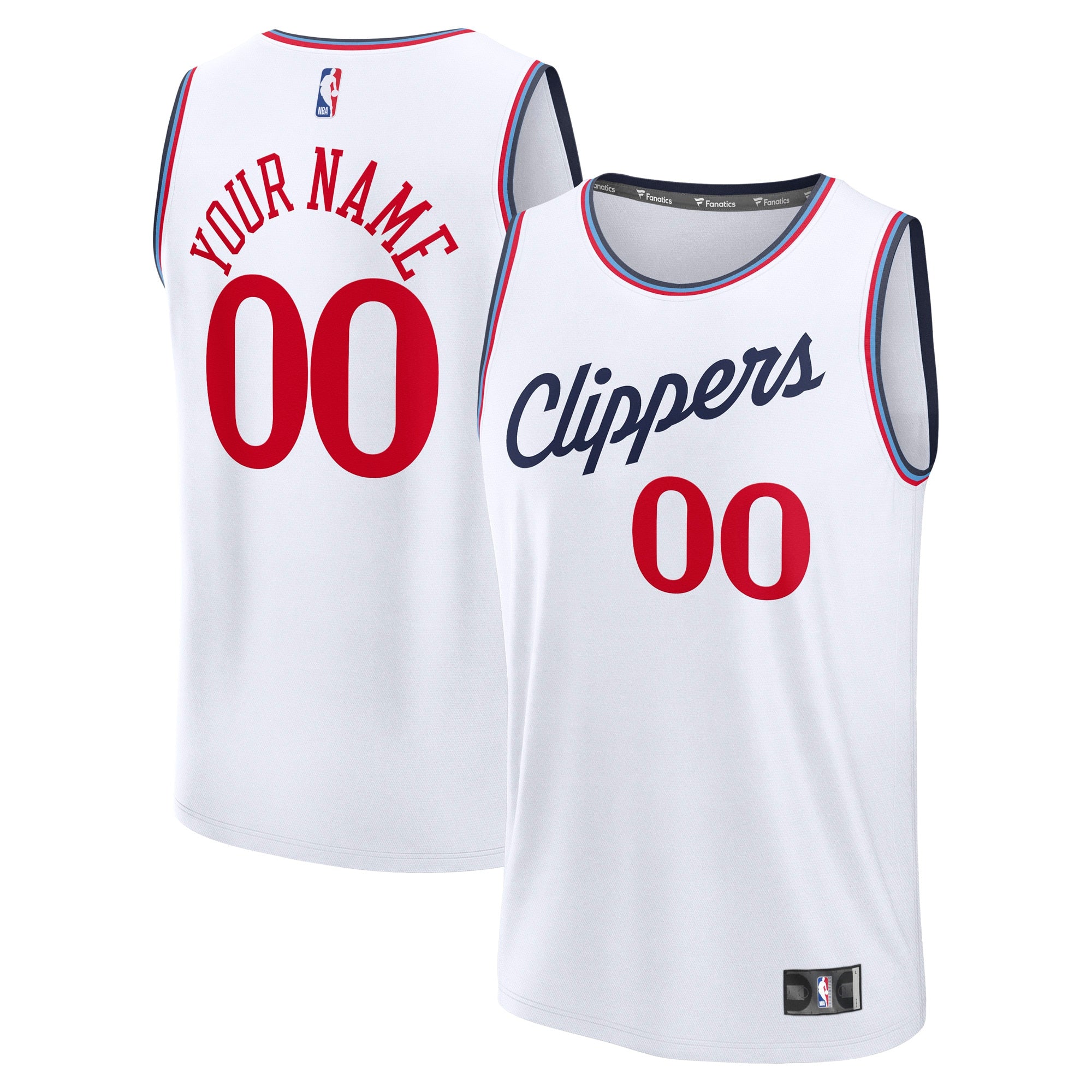 LA Clippers Fast Break Custom Jersey - Statement Edition - Red/White/Navy - Image 7