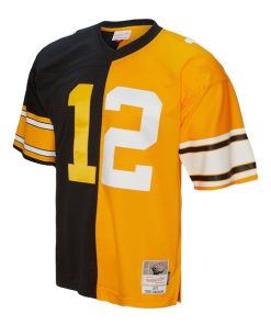 Alternative view of Terry Bradshaw Pittsburgh Steelers 1976 Split Legacy Replica Jersey - Black/Gold