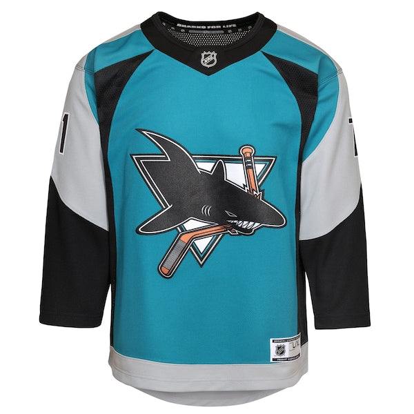 Macklin Celebrini San Jose Sharks Youth Alternate Replica Player Jersey - Teal - Image 2