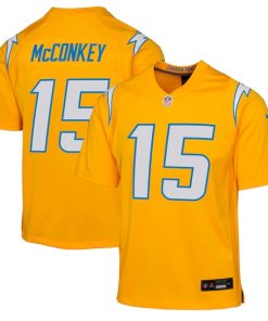 Ladd McConkey Los Angeles Chargers Nike Youth Alternate Charger Power Game Player Jersey - Gold/Navy