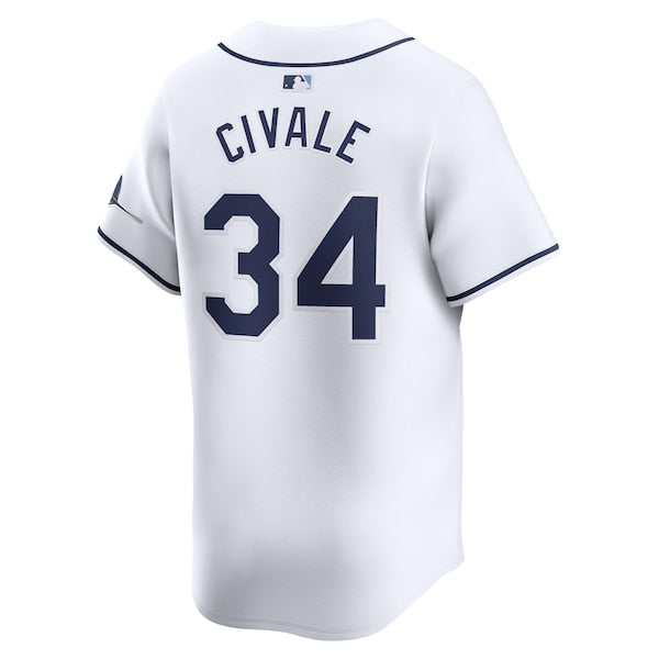 Aaron Civale Tampa Bay Rays Nike Home Limited Player Jersey - White - Image 3