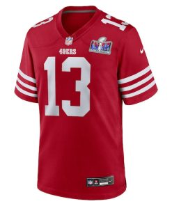 Alternative view of Brock Purdy San Francisco 49ers Nike Super Bowl LVIII Game Jersey - Scarlet