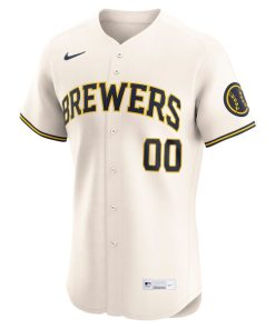 Alternative view of Milwaukee Brewers Nike Home Elite Custom Jersey - Cream