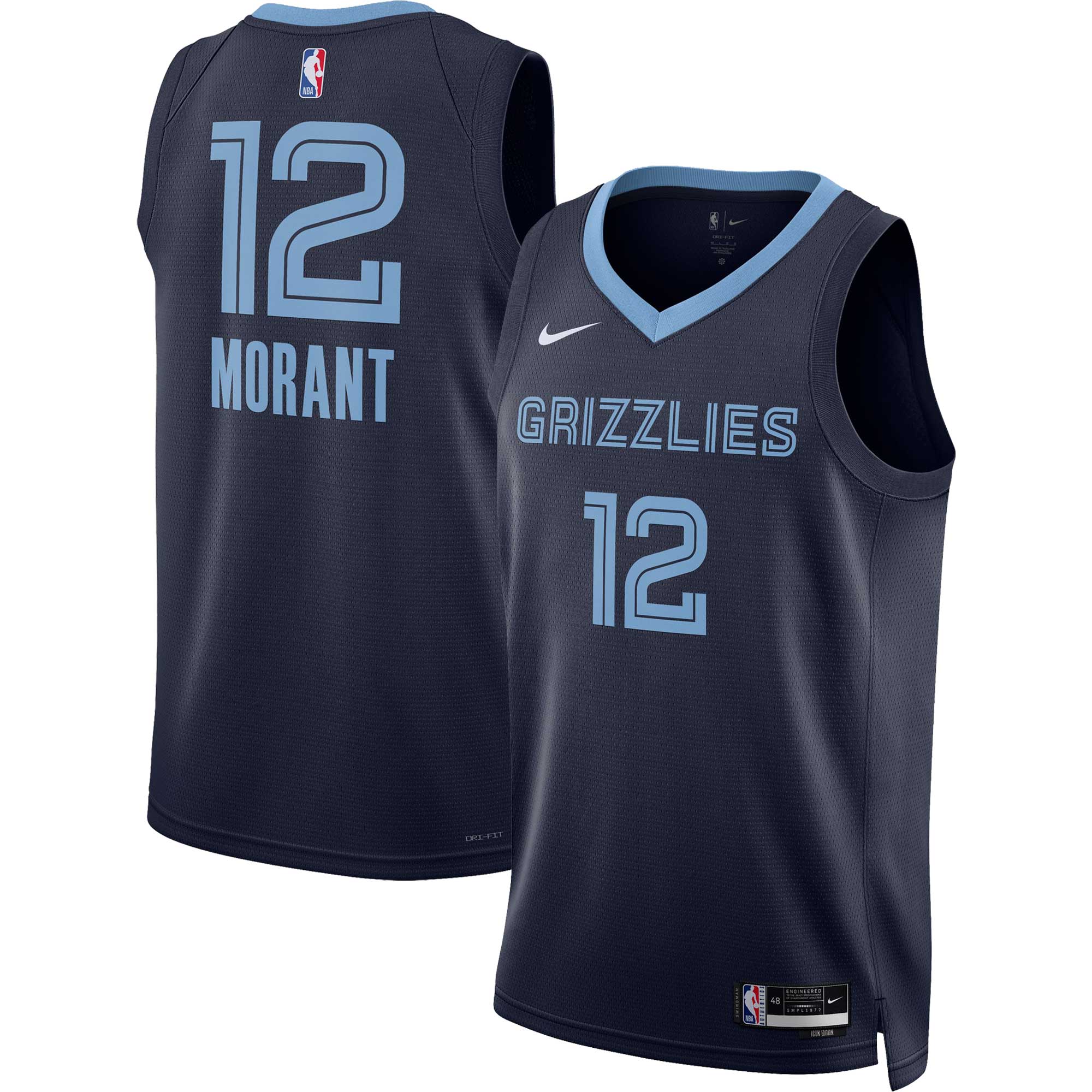 Ja Morant Memphis Grizzlies Nike Unisex Swingman Jersey - Association Edition - White/Navy - Image 6