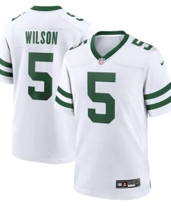 Alternative view of Garrett Wilson New York Jets Nike Game Jersey - Legacy White/Black/Green