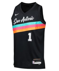 Alternative view of Victor Wembanyama San Antonio Spurs Nike Youth 2025/26 City Edition Swingman Jersey - Black