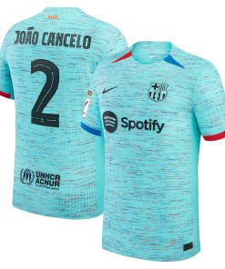 Alternative view of Joao Cancelo Barcelona Nike 2023/24 Home Match Authentic Player Jersey - Royal/Aqua/White