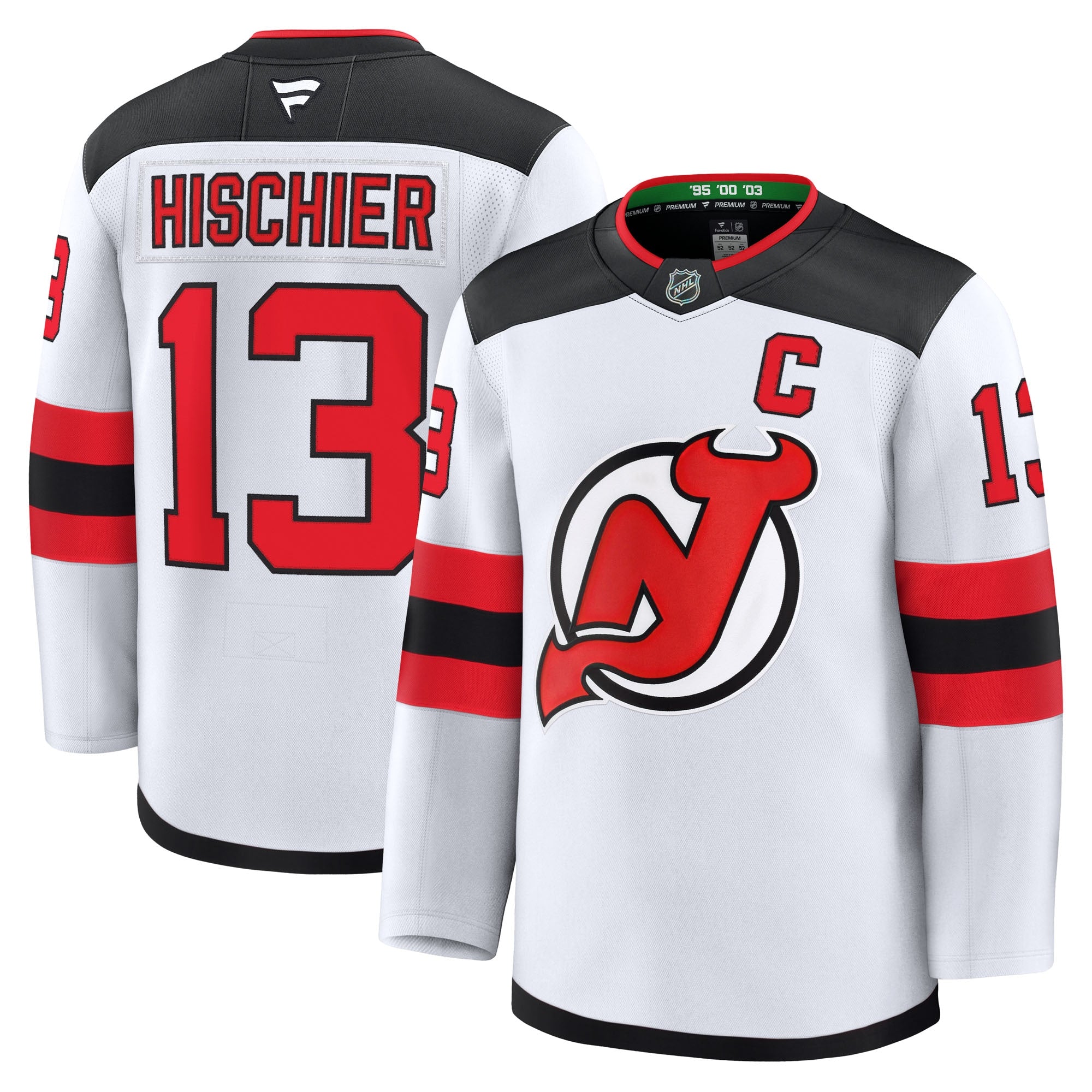 Nico Hischier New Jersey Devils Home Premium Jersey - Red/Black/White - Image 9