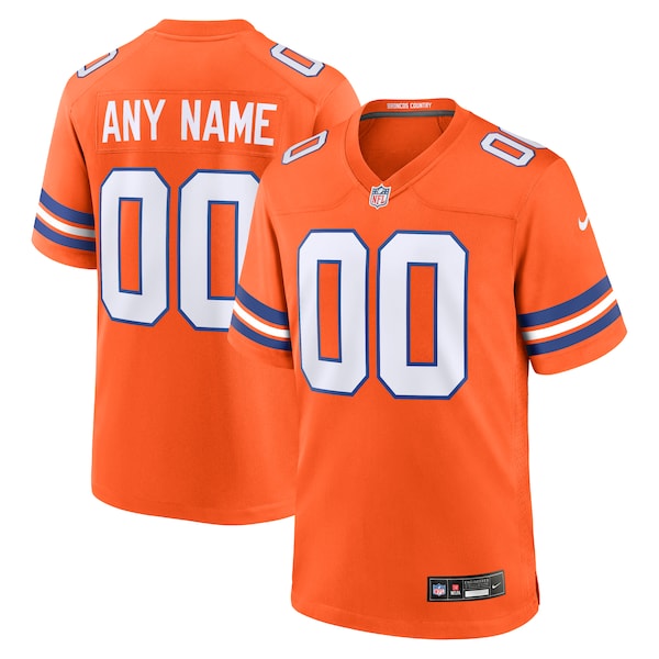 Denver Broncos Nike Youth 2nd Alternate Custom Replica Jersey - Orange - Image 6
