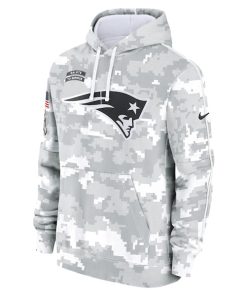Alternative view of New England Patriots Nike 2024 Salute to Service Club Fleece Pullover Hoodie - Arctic Camo