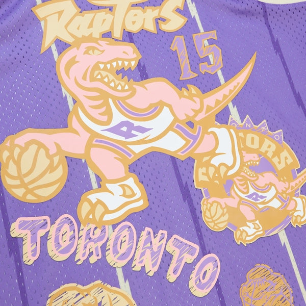 Vince Carter Toronto Raptors 1998/99 Swingman Sidewalk Sketch Jersey - Purple - Image 7