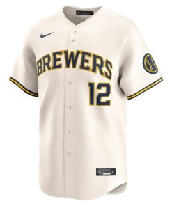 Alternative view of Rhys Hoskins Milwaukee Brewers Nike Alternate Limited Player Jersey - Cream