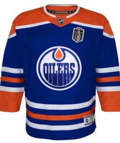 Alternative view of Edmonton Oilers Youth 2025 Stanley Cup Final Home Premier Jersey - Royal