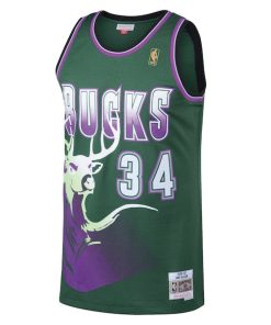 Alternative view of Ray Allen Milwaukee Bucks 1996/97 Hardwood Classics Swingman Jersey - Kelly Green