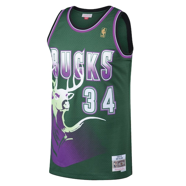 Ray Allen Milwaukee Bucks 1996/97 Hardwood Classics Swingman Jersey - Kelly Green - Image 2