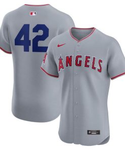 Los Angeles Angels Nike Road 2024 Jackie Robinson Day Elite Jersey - Gray