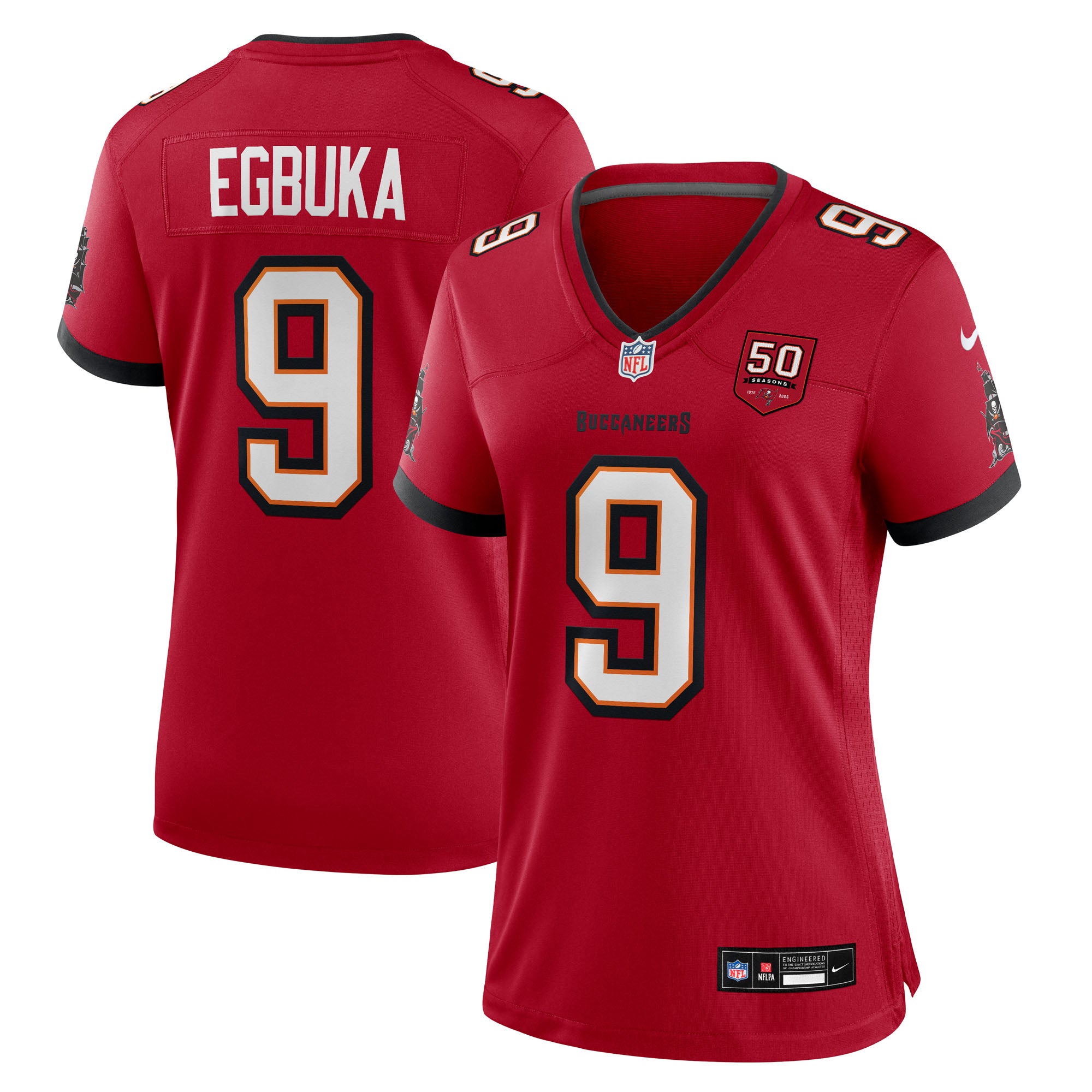 Emeka Egbuka Tampa Bay Buccaneers Nike Women's 50th Season Game Jersey - Creamsicle/White/Red - Image 6
