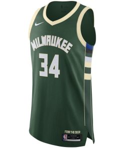 Alternative view of Giannis Antetokounmpo Milwaukee Bucks Nike Authentic Jersey - Association Edition - Hunter Green