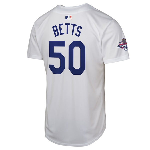 Mookie Betts Los Angeles Dodgers Nike Youth 2024 World Series Champions Home Game Player Jersey - White - Image 3