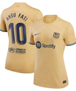 Ansu Fati Barcelona Nike Women's 2022/23 Away Breathe Stadium Replica Player Jersey - Yellow