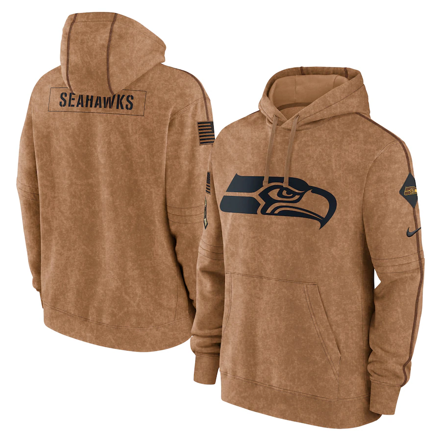 Seattle Seahawks Men's Nike Brown 2023 Salute To Service Club Pullover Hoodie