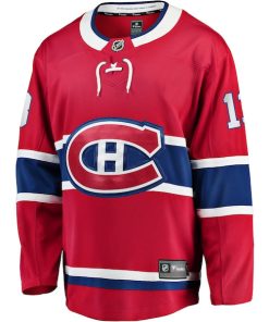 Alternative view of Cole Caufield Montreal Canadiens  Home Premier Breakaway Player Jersey - Red