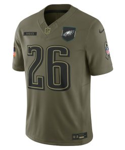 Alternative view of Saquon Barkley Philadelphia Eagles Nike 2025 Salute to Service Limited Jersey - Olive