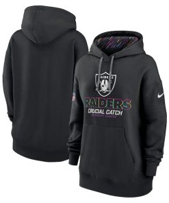 Las Vegas Raiders Nike Women's 2024 NFL Crucial Catch Club Pullover Hoodie - Black